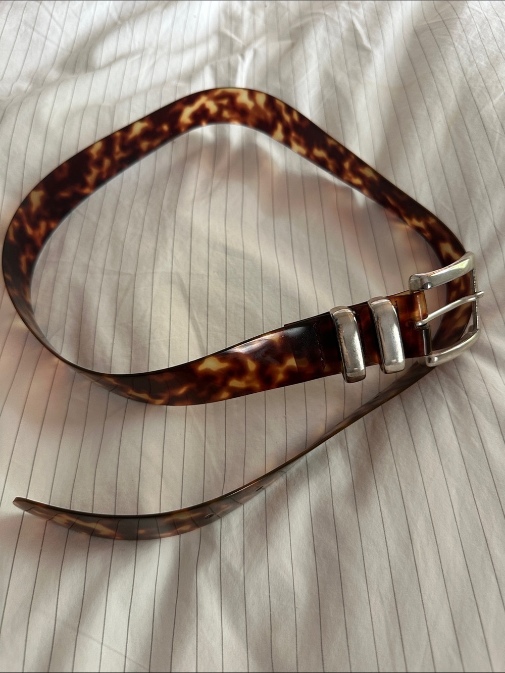 Vintage 90s Ralph Lauren Lucite Tortoiseshell Belt Silver Buckle Made in USA